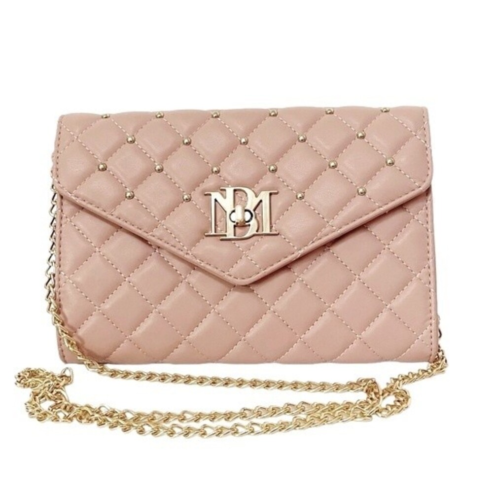 Badgley Mischka Vegan Leather Purse Diamond Quilted Blush Pink Crossbody Bag NWT